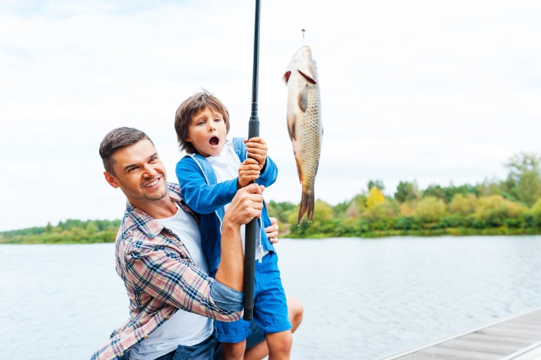 father and son fishing