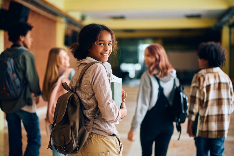 students walking